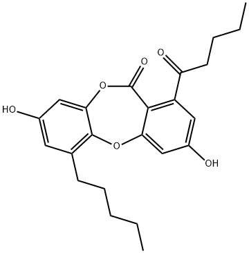 11H-Dibenzo[b,e][1,4]dioxepin-11-one, 3,8-dihydroxy-1-(1-oxopentyl)-6-pentyl- Struktur