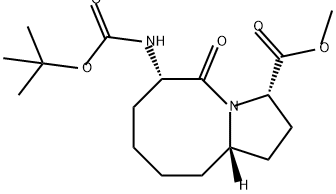 Pyrrolo[1,2-a]azocine-3-carboxylic acid, 6-[[(1,1-dimethylethoxy)carbonyl]amino]decahydro-5-oxo-, methyl ester, (3S,6S,10aS)- Struktur