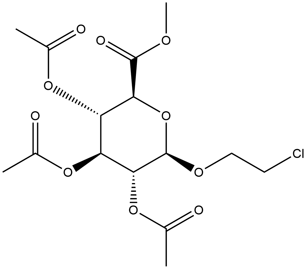 2-Chloroethyl 2,3,4-tri-O-acetyl-β-D-glucopyranosiduronic acid methyl ester Struktur