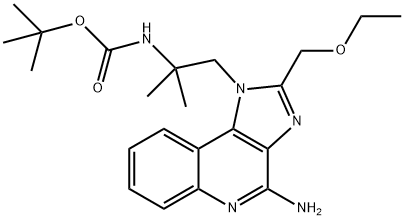 Carbamic acid, N-[2-[4-amino-2-(ethoxymethyl)-1H-imidazo[4,5-c]quinolin-1-yl]-1,1-dimethylethyl]-, 1,1-dimethylethyl ester Struktur