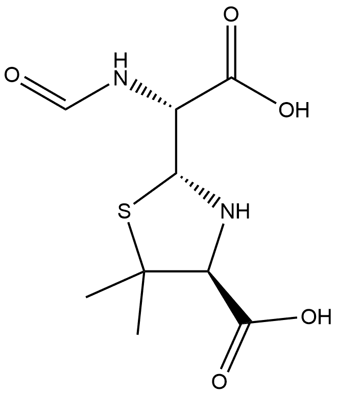 2-Thiazolidineacetic acid, 4-carboxy-α-(formylamino)-5,5-dimethyl-, (αR,2R,4S)- Struktur