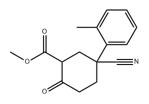 Cyclohexanecarboxylic acid, 5-cyano-5-(2-methylphenyl)-2-oxo-, methyl ester Struktur