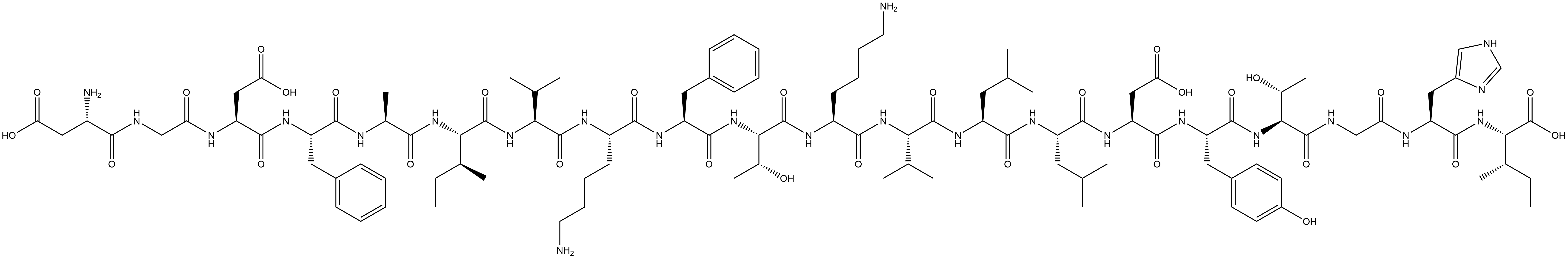 L-Isoleucine, L-α-aspartylglycyl-L-α-aspartyl-L-phenylalanyl-L-alanyl-L-isoleucyl-L-valyl-L-lysyl-L-phenylalanyl-L-threonyl-L-lysyl-L-valyl-L-leucyl-L-leucyl-L-α-aspartyl-L-tyrosyl-L-threonylglycyl-L-histidyl- (9CI) Struktur