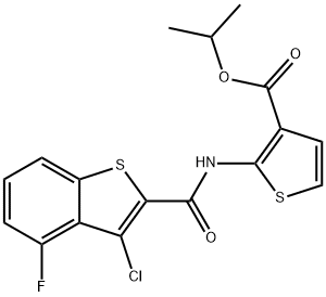 isopropyl 2-(3-chloro-4-fluorobenzo[b]thiophene-2-carboxamido)thiophene-3-carboxylate Struktur