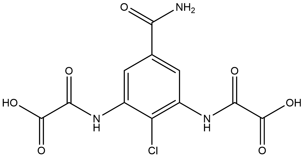 Acetic acid, 2,2′-[[5-(aminocarbonyl)-2-chloro-1,3-phenylene]diimino]bis[2-oxo- Struktur