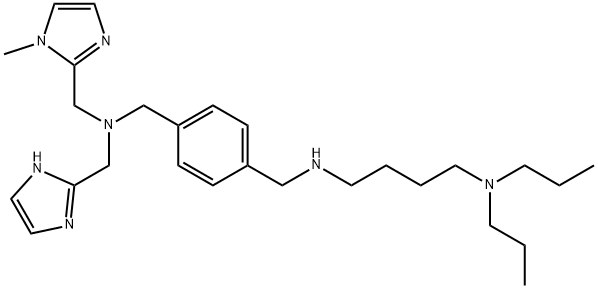 1,4-Butanediamine, N4-[[4-[[(1H-imidazol-2-ylmethyl)[(1-methyl-1H-imidazol-2-yl)methyl]amino]methyl]phenyl]methyl]-N1,N1-dipropyl- Struktur