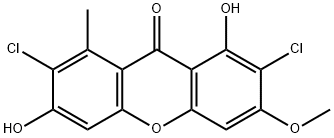 9H-Xanthen-9-one, 2,7-dichloro-1,6-dihydroxy-3-methoxy-8-methyl- Struktur