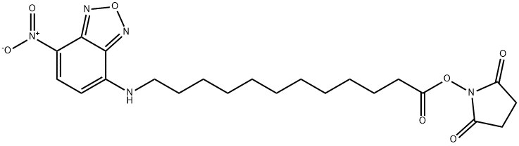 Dodecanoic acid, 12-[(7-nitro-2,1,3-benzoxadiazol-4-yl)amino]-, 2,5-dioxo-1-pyrrolidinyl ester Struktur