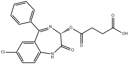 Butanedioic acid, mono[(3R)-7-chloro-2,3-dihydro-2-oxo-5-phenyl-1H-1,4-benzodiazepin-3-yl] ester (9CI) Struktur