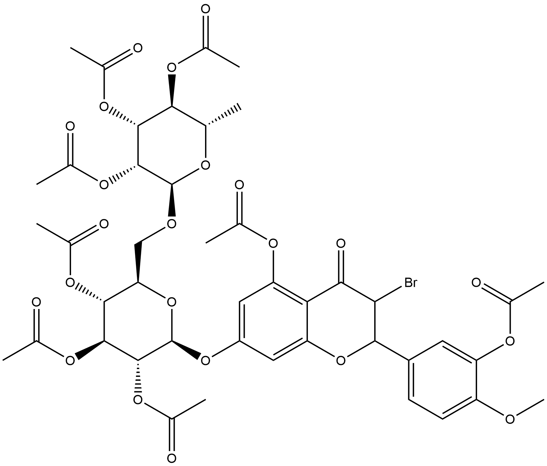 4H-1-Benzopyran-4-one, 5-(acetyloxy)-2-[3-(acetyloxy)-4-methoxyphenyl]-3-bromo-2,3-dihydro-7-[[2,3,4-tri-O-acetyl-6-O-(2,3,4-tri-O-acetyl-6-deoxy-α-L-mannopyranosyl)-β-D-glucopyranosyl]oxy]-