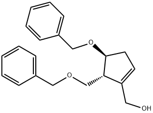 1-Cyclopentene-1-methanol, 4-(phenylmethoxy)-5-[(phenylmethoxy)methyl]-, (4S,5R)- Struktur