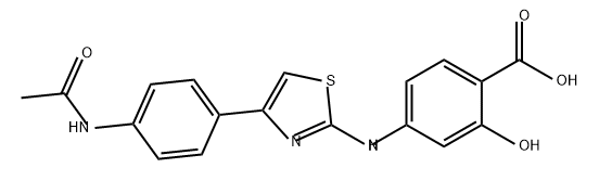 Benzoic acid, 4-[[4-[4-(acetylamino)phenyl]-2-thiazolyl]amino]-2-hydroxy- Struktur