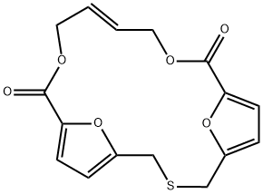 (12E)-10,15,20,21-Tetraoxa-3-thiatricyclo[15.2.1.15,8]henicosa-5,7,12,17,19(1)-pentene-9,16-dione Struktur