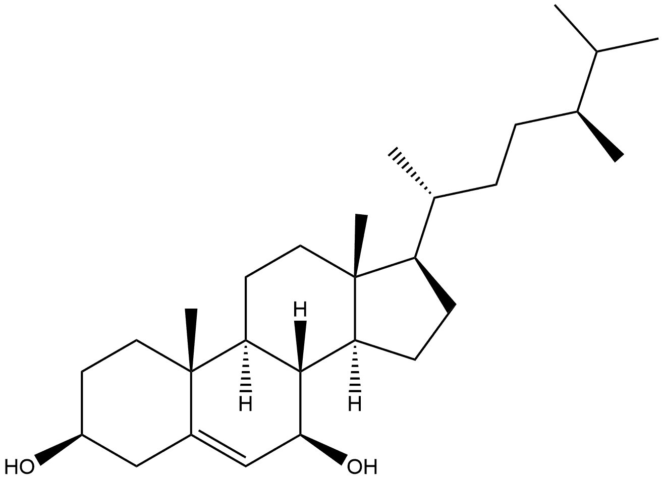 Ergost-5-ene-3,7-diol, (3β,7β)- Struktur