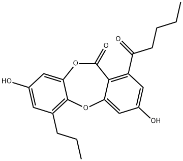 11H-Dibenzo[b,e][1,4]dioxepin-11-one, 3,8-dihydroxy-1-(1-oxopentyl)-6-propyl- Struktur