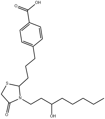 Benzoic acid, 4-[3-[3-(3-hydroxyoctyl)-4-oxo-2-thiazolidinyl]propyl]- Struktur