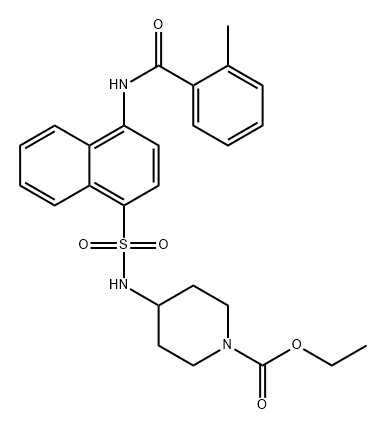 1-Piperidinecarboxylic acid, 4-[[[4-[(2-methylbenzoyl)amino]-1-naphthalenyl]sulfonyl]amino]-, ethyl ester Struktur