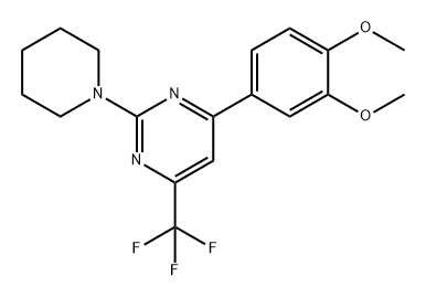 Pyrimidine, 4-(3,4-dimethoxyphenyl)-2-(1-piperidinyl)-6-(trifluoromethyl)- Struktur