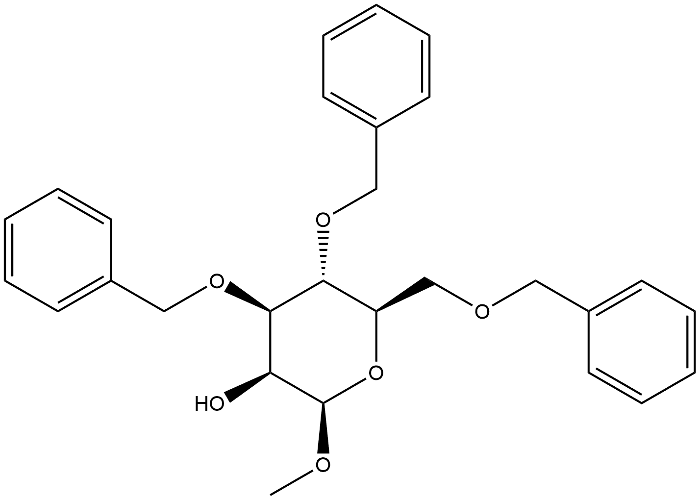 β-D-Mannopyranoside, methyl 3,4,6-tris-O-(phenylmethyl)- Structure