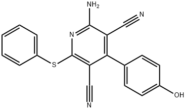 3,5-Pyridinedicarbonitrile, 2-amino-4-(4-hydroxyphenyl)-6-(phenylthio)- Struktur