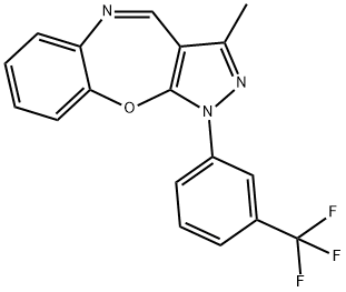 1H-Pyrazolo[3,4-b][1,5]benzoxazepine, 3-methyl-1-[3-(trifluoromethyl)phenyl]- Struktur