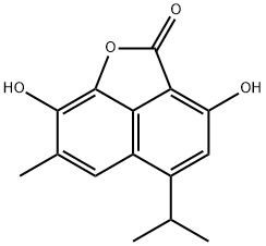 2H-Naphtho[1,8-bc]furan-2-one, 3,8-dihydroxy-7-methyl-5-(1-methylethyl)- Struktur