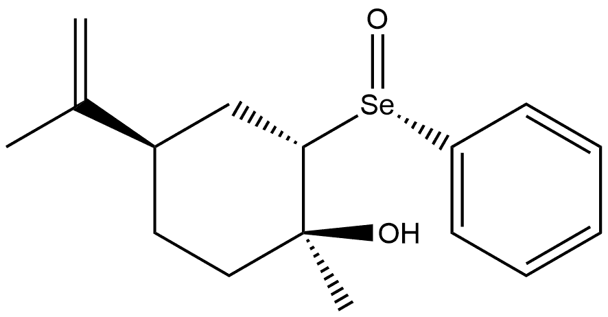 Cyclohexanol, 1-methyl-4-(1-methylethenyl)-2-(phenylseleninyl)-, [1S-(1α,2β,4α)]- (9CI) Struktur