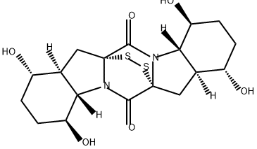 7H,13H-6a,13a-Epidithio-1H,6H-pyrazino[1,2-a:4,5-a']diindole-6,13-dione, dodecahydro-1,4,8,11-tetrahydroxy-, (1S,4S,4aS,6aR,7aS,8S,11S,11aS,13aR,14aS)- Struktur