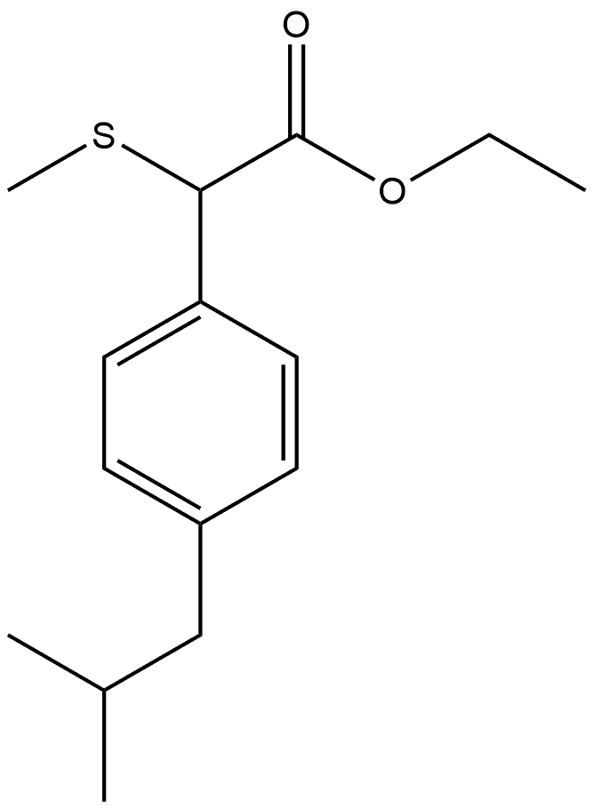 Benzeneacetic acid, 4-(2-methylpropyl)-α-(methylthio)-, ethyl ester Struktur