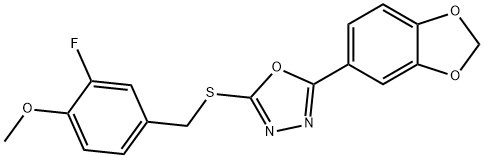 1,3,4-Oxadiazole, 2-(1,3-benzodioxol-5-yl)-5-[[(3-fluoro-4-methoxyphenyl)methyl]thio]- Struktur