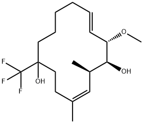 3,12-Cyclotetradecadiene-1,7-diol, 14-methoxy-2,4-dimethyl-7-(trifluoromethyl)-, (1S,2R,3Z,12E,14S)- Struktur