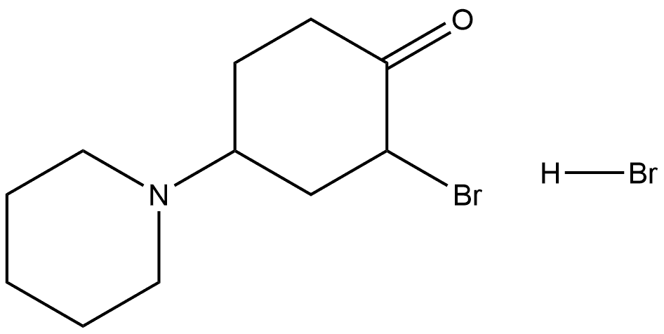 2-bromo-4-(piperidin-1-yl)cyclohexan-1-one hydrobromide Structure