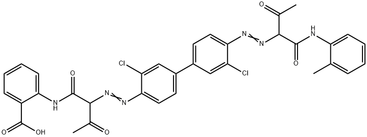 2-[[2-[[3,3'-dichloro-4'-[[2-oxo-1-[(2-methylphenylamino) carbonyl]propyl]azo][1,1'-biphenyl]-4-Benzoic acid Struktur