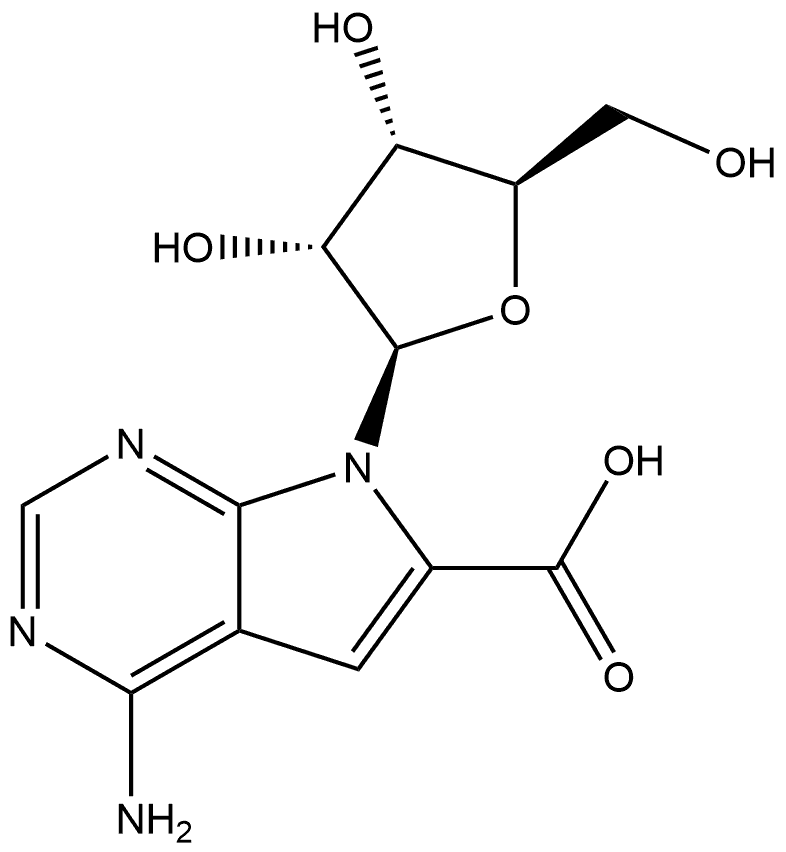 7H-Pyrrolo[2,3-d]pyrimidine-6-carboxylic acid, 4-amino-7-β-D-ribofuranosyl- Struktur