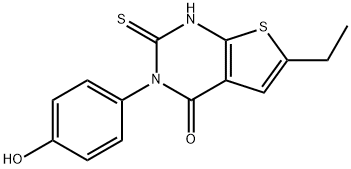 6-ethyl-3-(4-hydroxyphenyl)-2-sulfanylidene-1H-thieno[2,3-d]pyrimidin-4-one Struktur