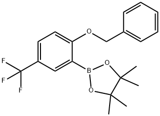 2-(2-(benzyloxy)-5-(trifluoromethyl)phenyl)-4,4,5,5-tetramethyl-1,3,2-dioxaborolane Struktur