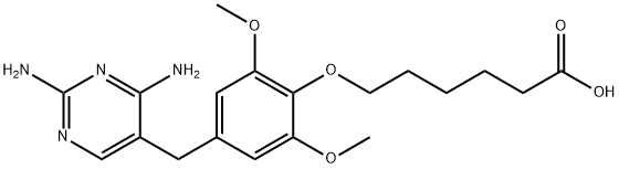 Hexanoic acid, 6-[4-[(2,4-diamino-5-pyrimidinyl)methyl]-2,6-dimethoxyphenoxy]- Struktur