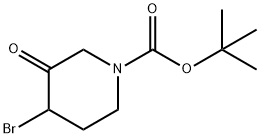 1-Piperidinecarboxylic acid, 4-bromo-3-oxo-, 1,1-dimethylethyl ester Struktur