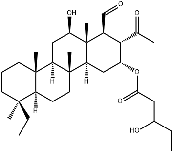 4α-Ethyl-12β-hydroxy-16α-[(3-hydroxy-1-oxopentyl)oxy]-4,8-dimethyl-20-oxo-D(17a)-homo-5α-pregnane-17aβ-carbaldehyde Struktur