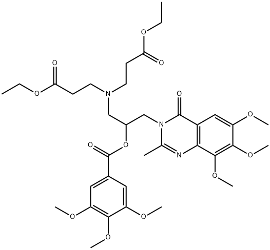 -bta--Alanine,  N-(3-ethoxy-3-oxopropyl)-N-[2-[(3,4,5-trimethoxybenzoyl)oxy]-3-(6,7,8-trimethoxy-2-methyl-4-oxo-3(4H)-quinazolinyl)propyl]-,  ethyl  ester Struktur