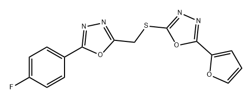 1,3,4-Oxadiazole, 2-(4-fluorophenyl)-5-[[[5-(2-furanyl)-1,3,4-oxadiazol-2-yl]thio]methyl]- Struktur