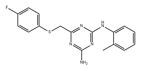 1,3,5-Triazine-2,4-diamine, 6-[[(4-fluorophenyl)thio]methyl]-N2-(2-methylphenyl)- Struktur