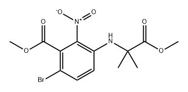 Benzoic acid, 6-bromo-3-[(2-methoxy-1,1-dimethyl-2-oxoethyl)amino]-2-nitro-, methyl ester Struktur