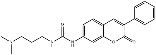 N-(.gamma.,.gamma.-Dimethylaminopropyl)-N'-(3-phenylcumarinyl-(7))-urea Struktur