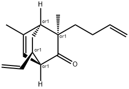 Bicyclo[2.2.2]?oct-?5-?en-?2-?one, 3-?(3-?buten-?1-?yl)?-?7-?ethenyl-?3,?5-?dimethyl-?, (1R,?3R,?4S,?7R)?-?rel- Struktur