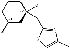 Thiazole, 4-?methyl-?2-?[(3R,?5R)?-?5-?methyl-?1-?oxaspiro[2.5]?oct-?2-?yl]?-?, rel- Struktur