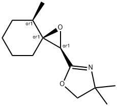 Oxazole, 4,?5-?dihydro-?4,?4-?dimethyl-?2-?[(2R,?3S,?4R)?-?4-?methyl-?1-?oxaspiro[2.5]?oct-?2-?yl]?-?, rel- Struktur