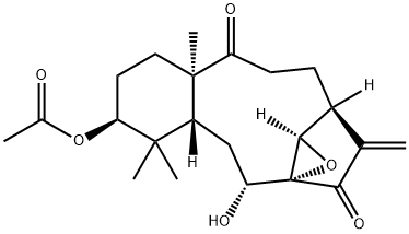 (1aR,2S,5aR,8S,9aR,11R,11aR)-8-(Acetyloxy)-1a,2,3,4,5a,6,7,8,9,9a,10,11-dodecahydro-11-hydroxy-5a,9,9-trimethyl-13-methylene-5H-2,11a-ethanobenzo[5,6]cyclodec[1,2-b]oxirene-5,12-dione Struktur