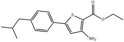 JR-6475, Ethyl 3-amino-5-(4-isobutylphenyl)thiophene-2-carboxylate, 97% Struktur