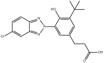 Benzenepropanoic acid, 3-(5-chloro-2H-benzotriazol-2-yl)-5-(1,1-dimethylethyl)-4-hydroxy- Struktur